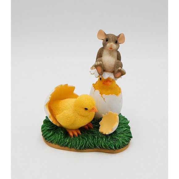 Charming Tails What's Hatchin Mouse Chicks Cracked Eggs 88/600 Fitz And Floyd - Picture 1 of 10